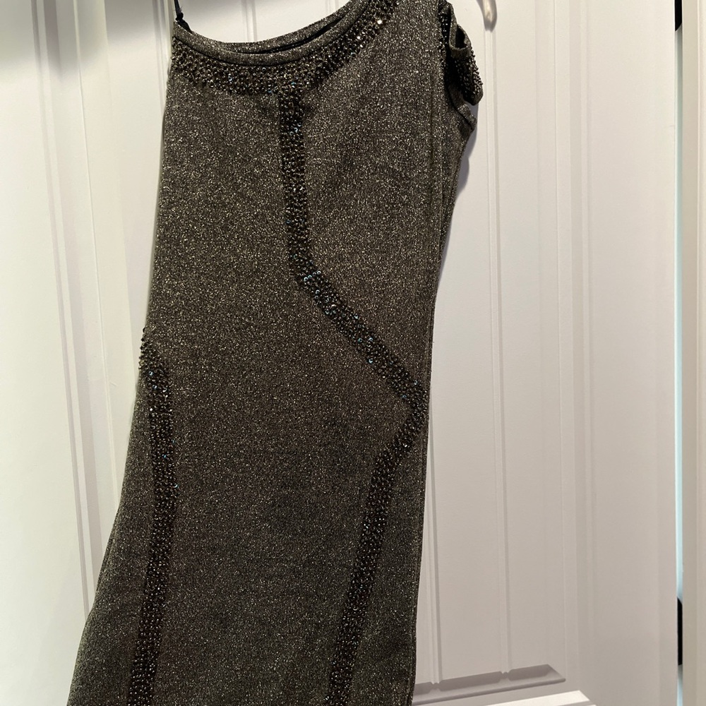 Elegant Cooper & Black Beaded One Shoulder Dress